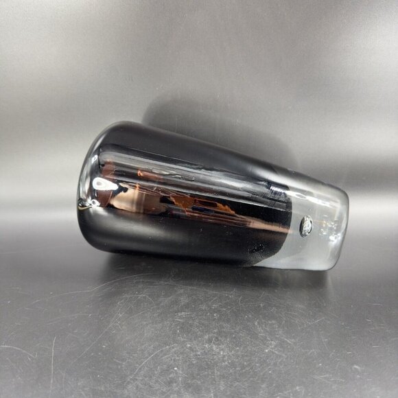 Poland Art Glass Vase Vessel Dark Amethyst Glass With Clear Bottom Air Bubble - Picture 6 of 13